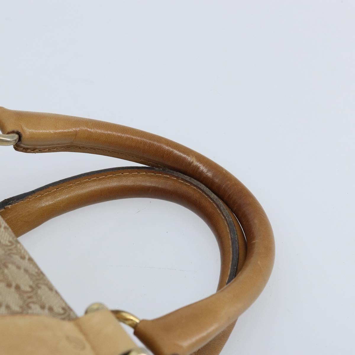 CELINE Macadam Canvas Hand Bag PVC Beige Gold Auth 174500