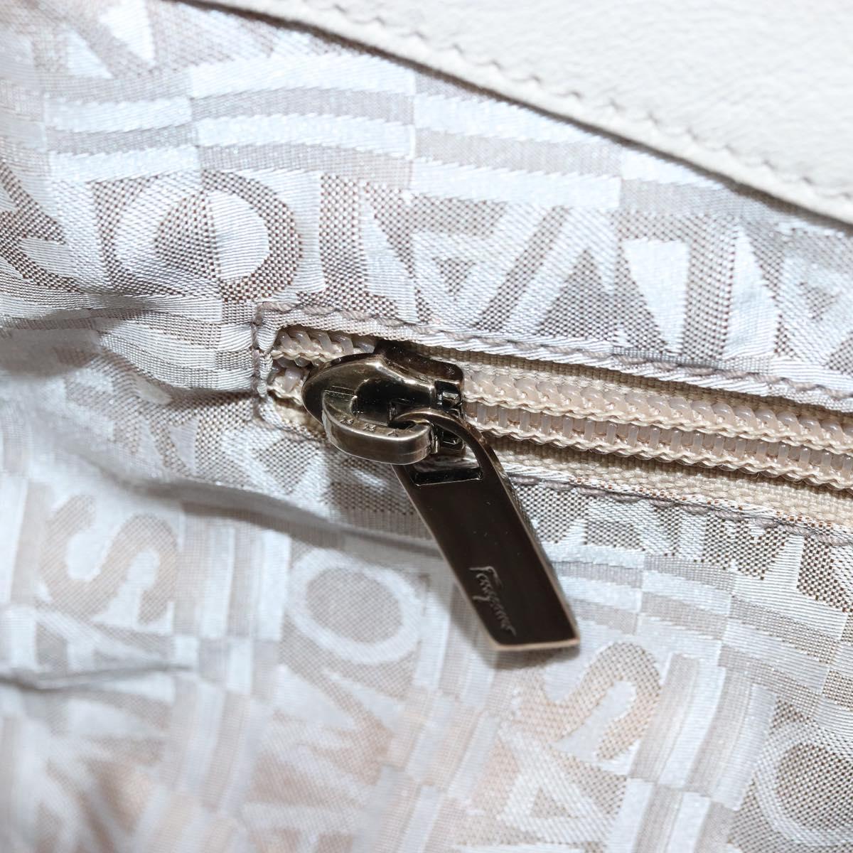 Salvatore Ferragamo Gancini Hand Bag Leather Ivory Auth 174511