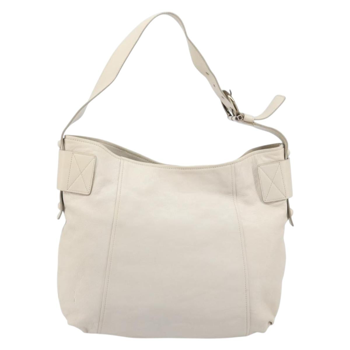 Salvatore Ferragamo Gancini Hand Bag Leather Ivory Auth 174511