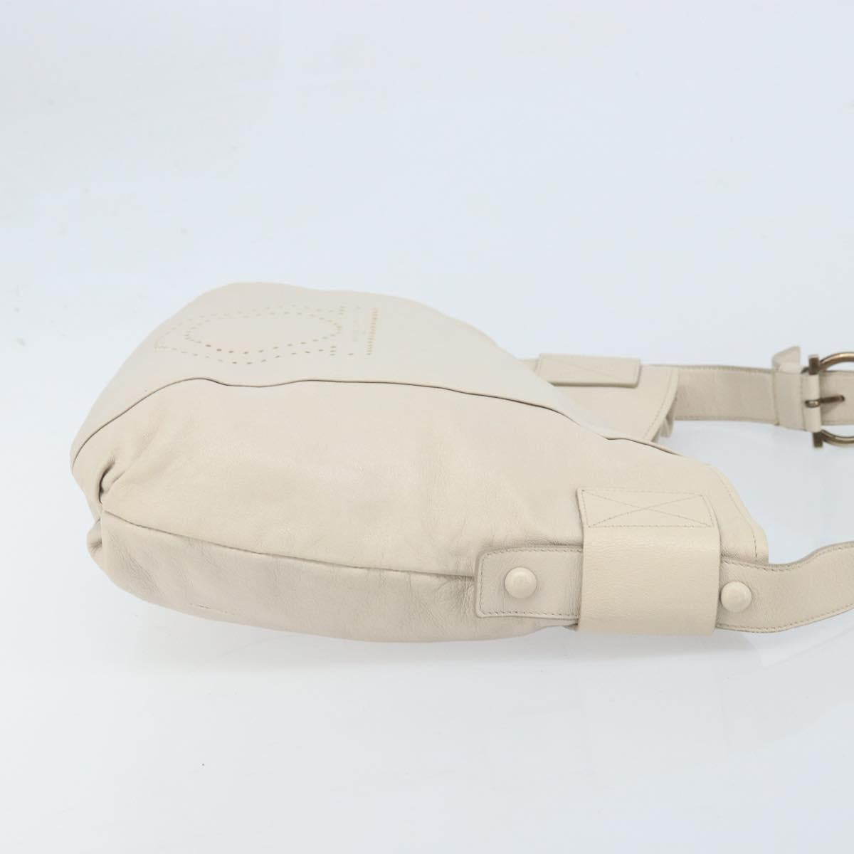 Salvatore Ferragamo Gancini Hand Bag Leather Ivory Auth 174511