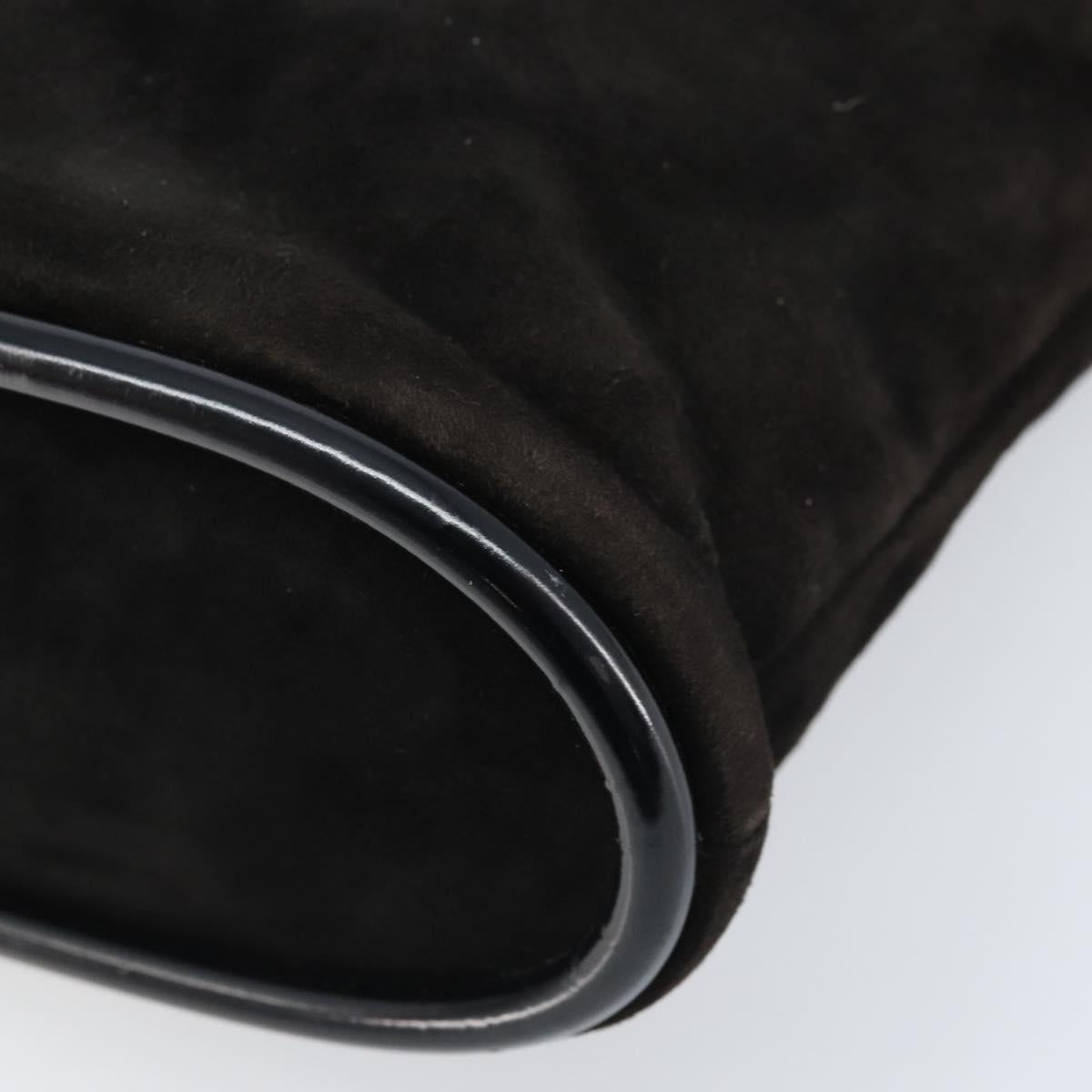 GUCCI Hand Bag Suede Black Gold 002 2122 0465 Auth 174512