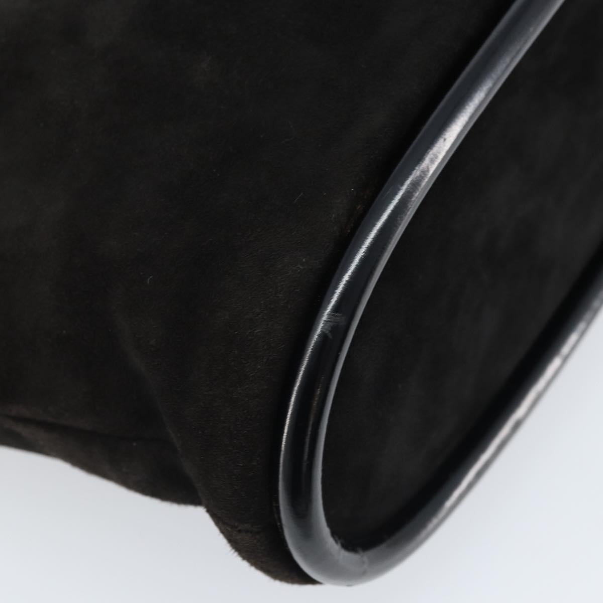 GUCCI Hand Bag Suede Black Gold 002 2122 0465 Auth 174512