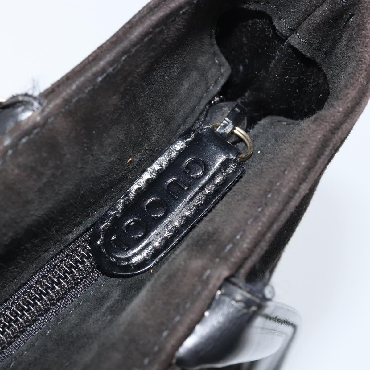 GUCCI Hand Bag Suede Black Gold 002 2122 0465 Auth 174512