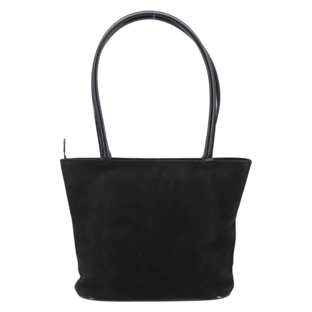 GUCCI Hand Bag Suede Black Gold 002 2122 0465 Auth 174512
