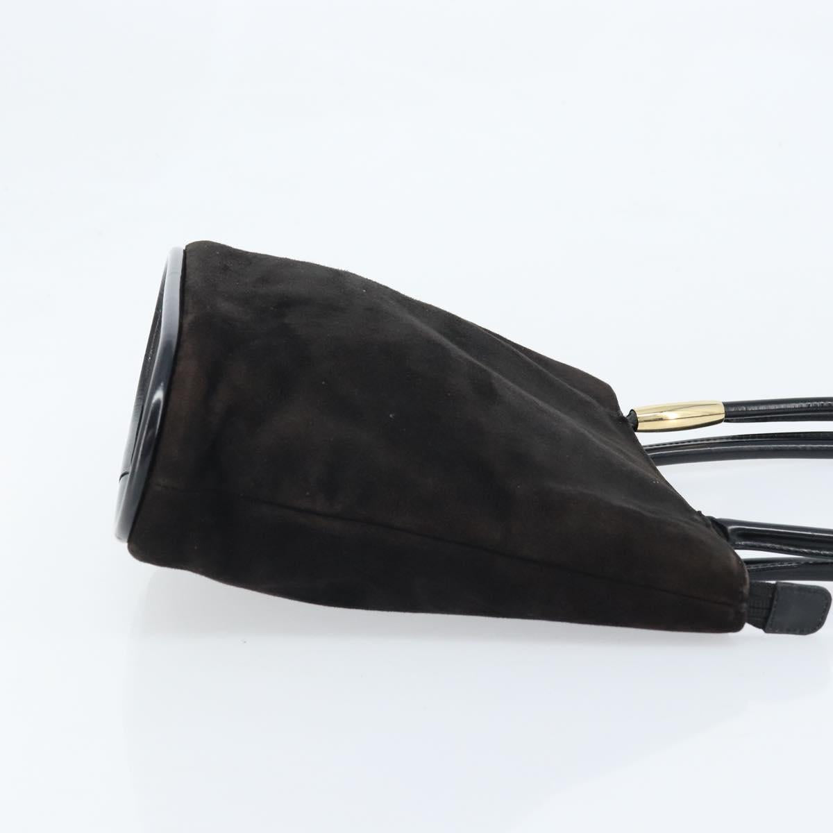 GUCCI Hand Bag Suede Black Gold 002 2122 0465 Auth 174512