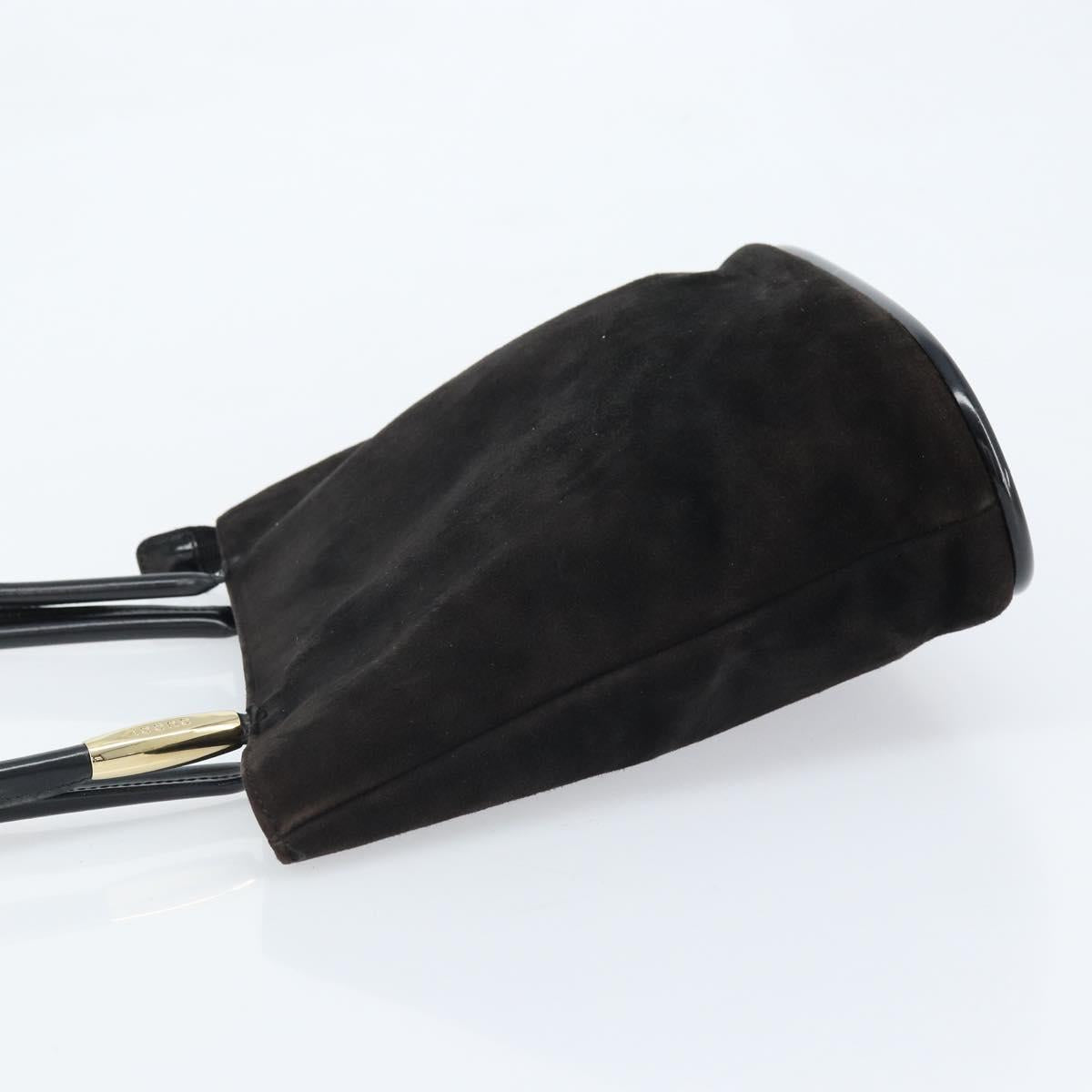 GUCCI Hand Bag Suede Black Gold 002 2122 0465 Auth 174512