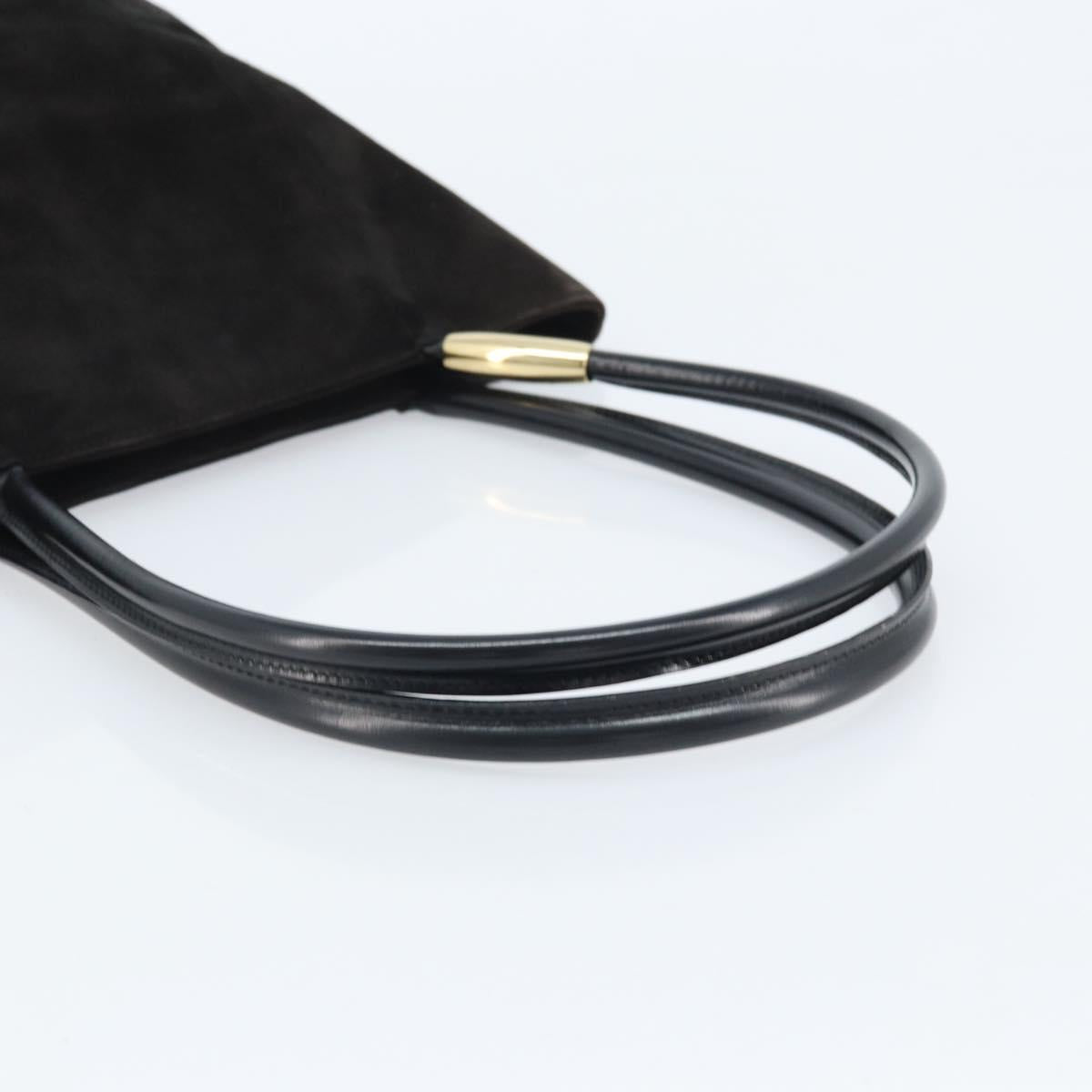 GUCCI Hand Bag Suede Black Gold 002 2122 0465 Auth 174512