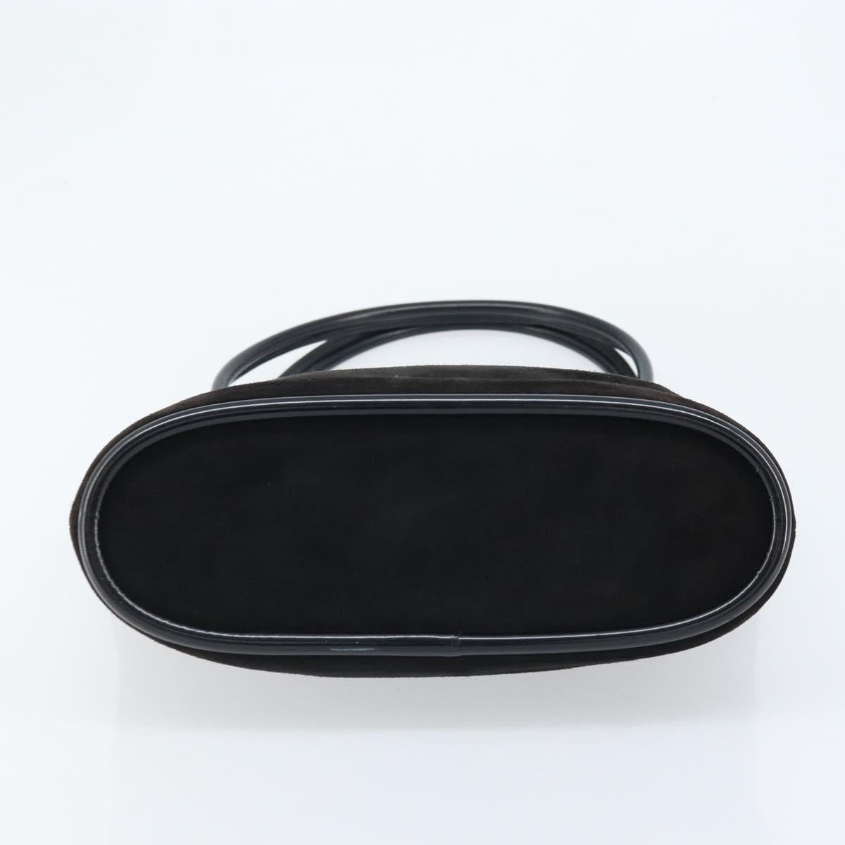 GUCCI Hand Bag Suede Black Gold 002 2122 0465 Auth 174512
