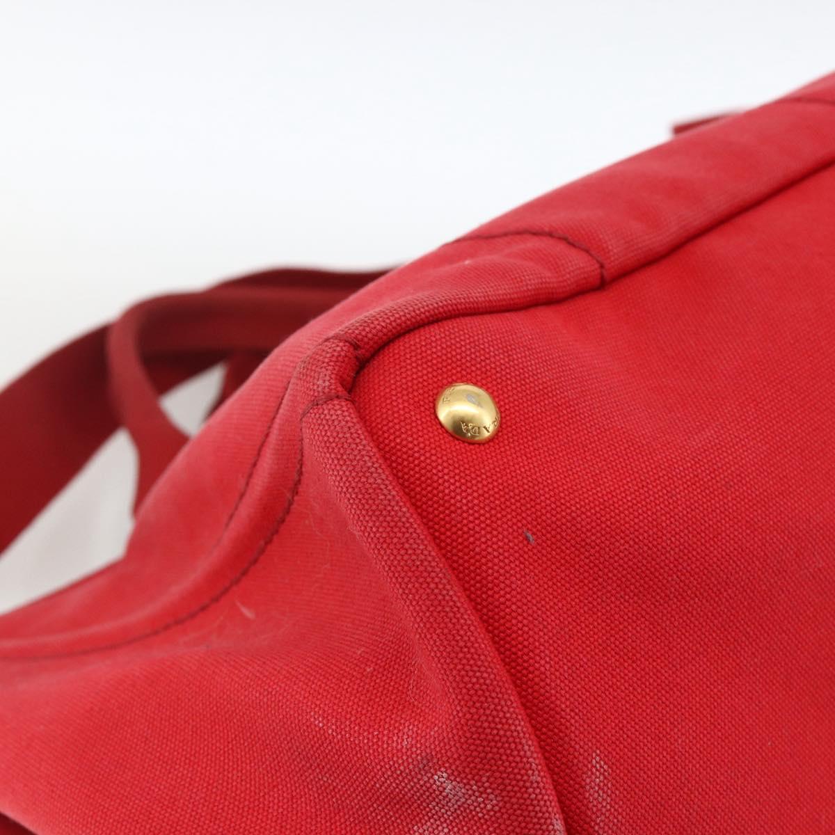 PRADA Canapa GM Hand Bag Canvas 2way Red Gold Auth 174514