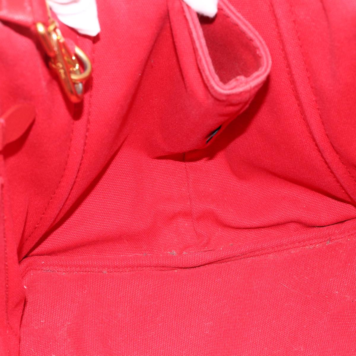 PRADA Canapa GM Hand Bag Canvas 2way Red Gold Auth 174514