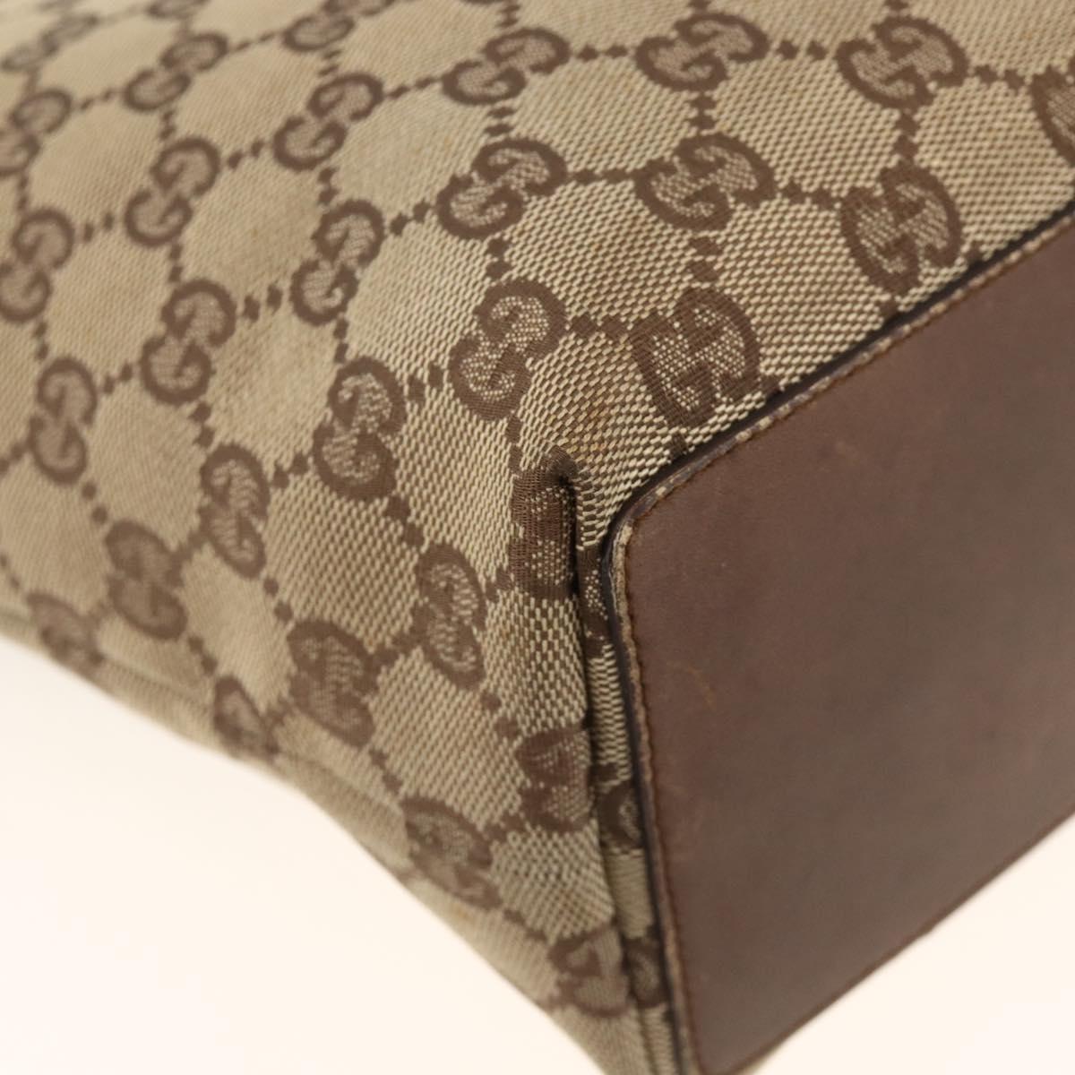 GUCCI GG Canvas Tote Bag Beige Silver 31244 Auth 174516
