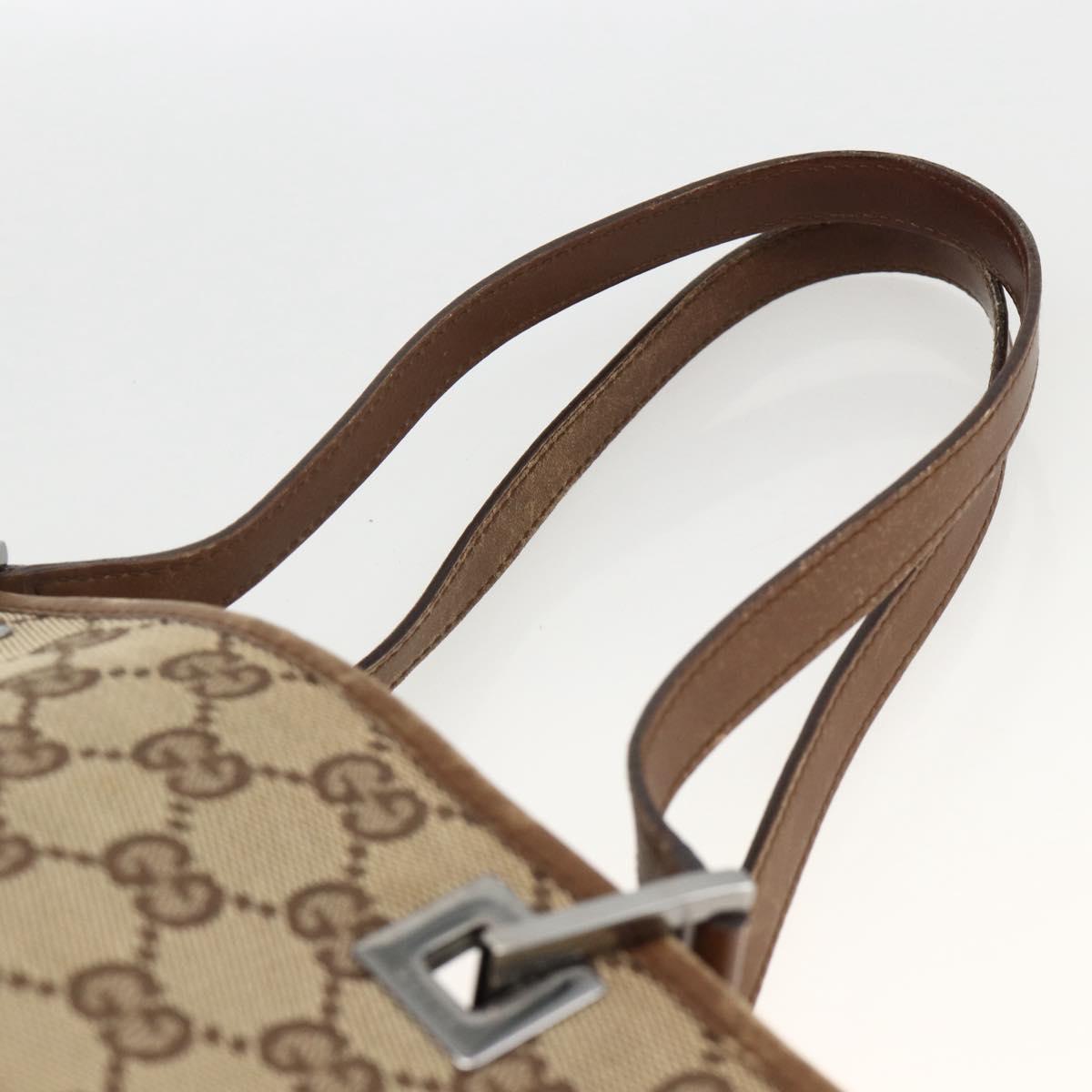 GUCCI GG Canvas Tote Bag Beige Silver 31244 Auth 174516