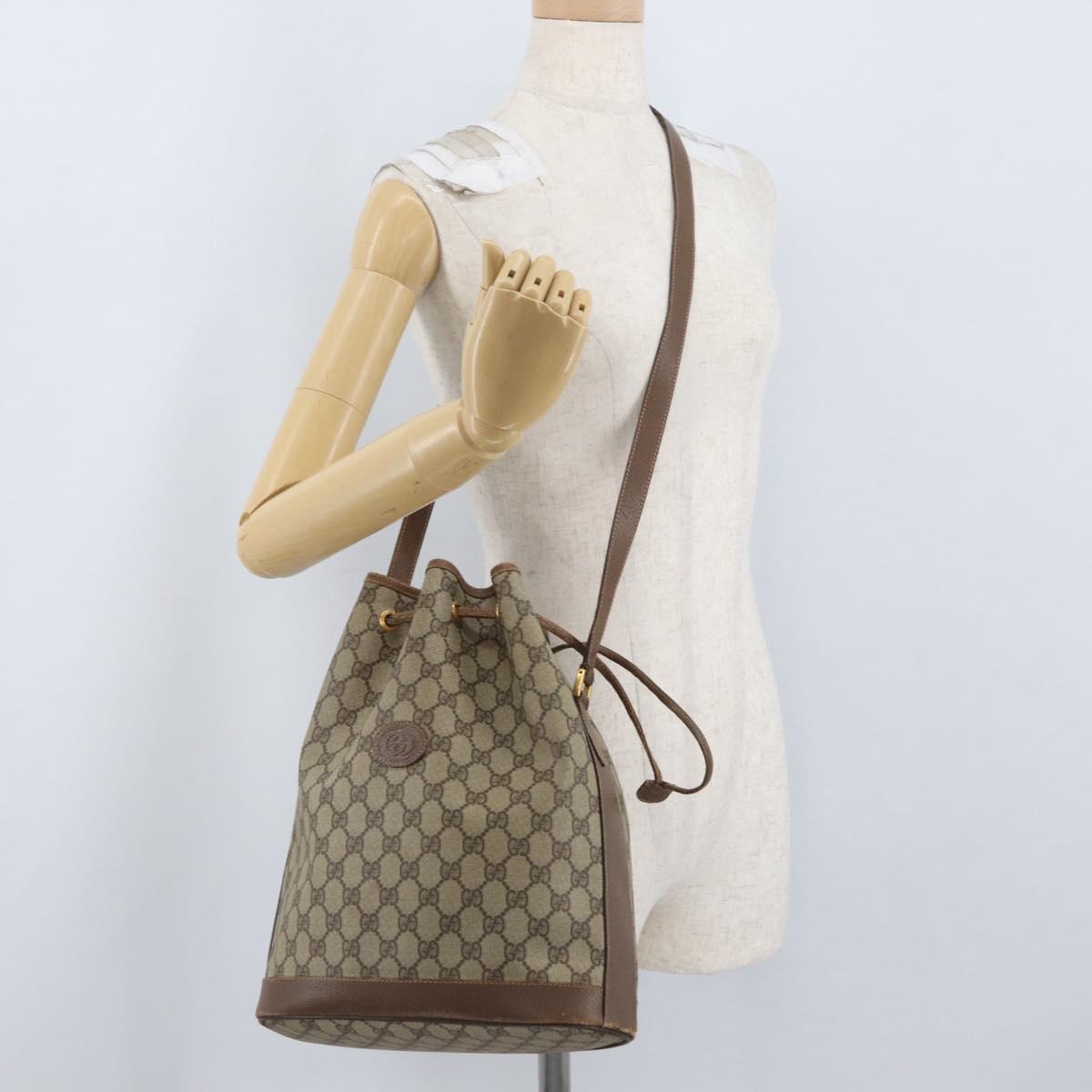 GUCCI GG Supreme Purse Shoulder Bag PVC Beige Gold 001 58 6850 Auth 174519