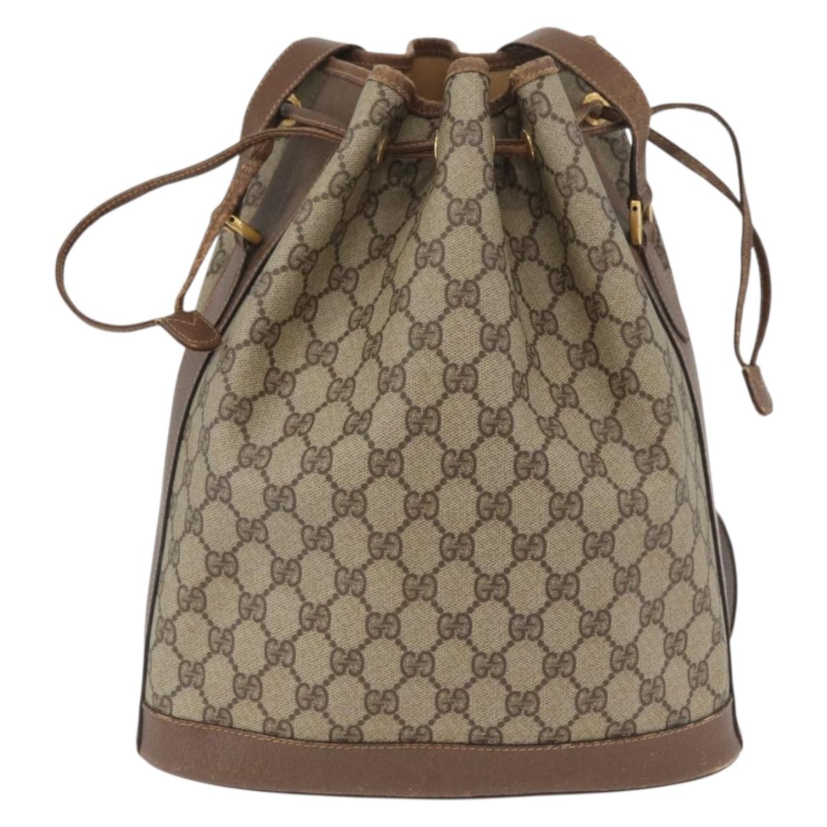 GUCCI GG Supreme Purse Shoulder Bag PVC Beige Gold 001 58 6850 Auth 174519
