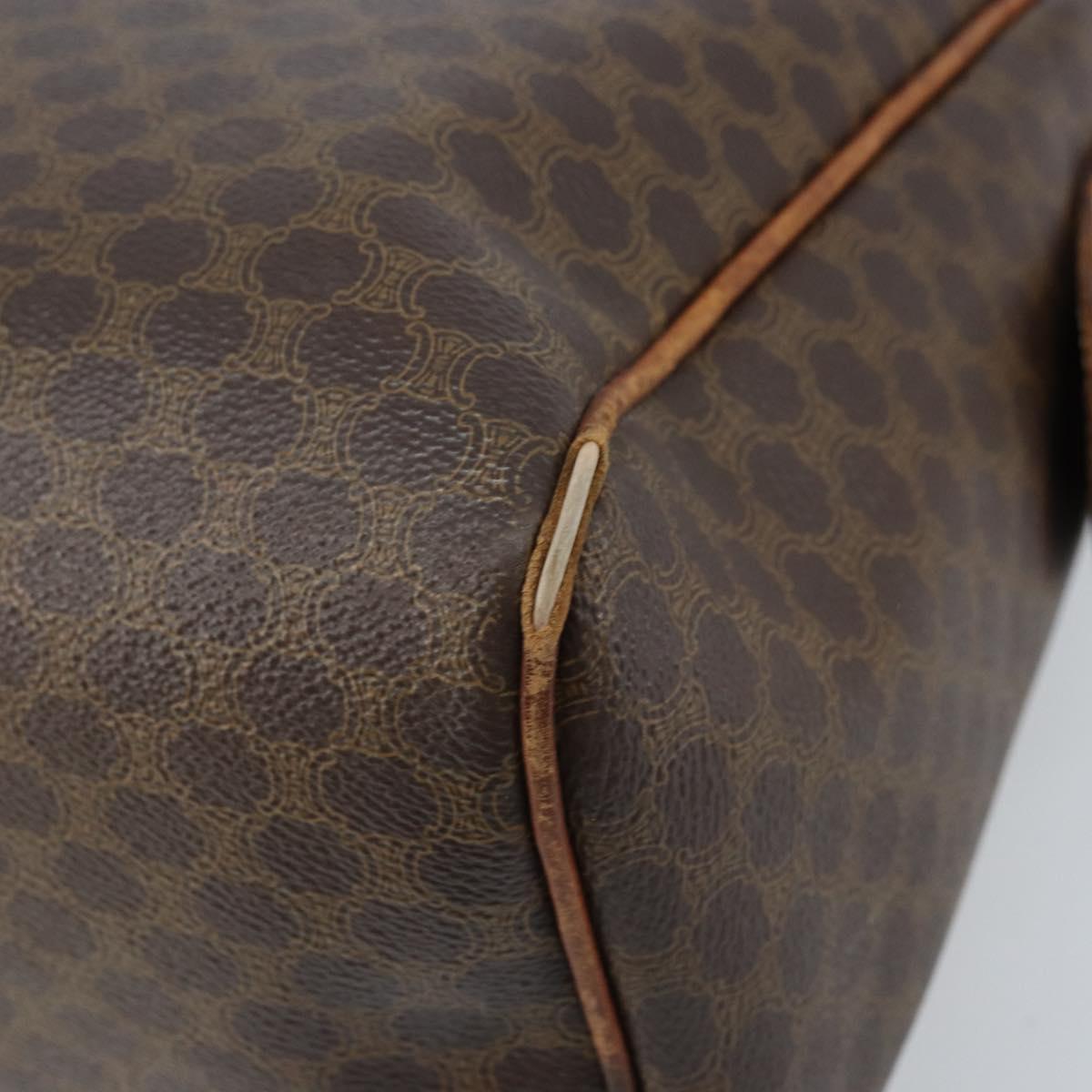 CELINE Macadam Canvas Hand Bag PVC Leather Brown Gold Auth 174520