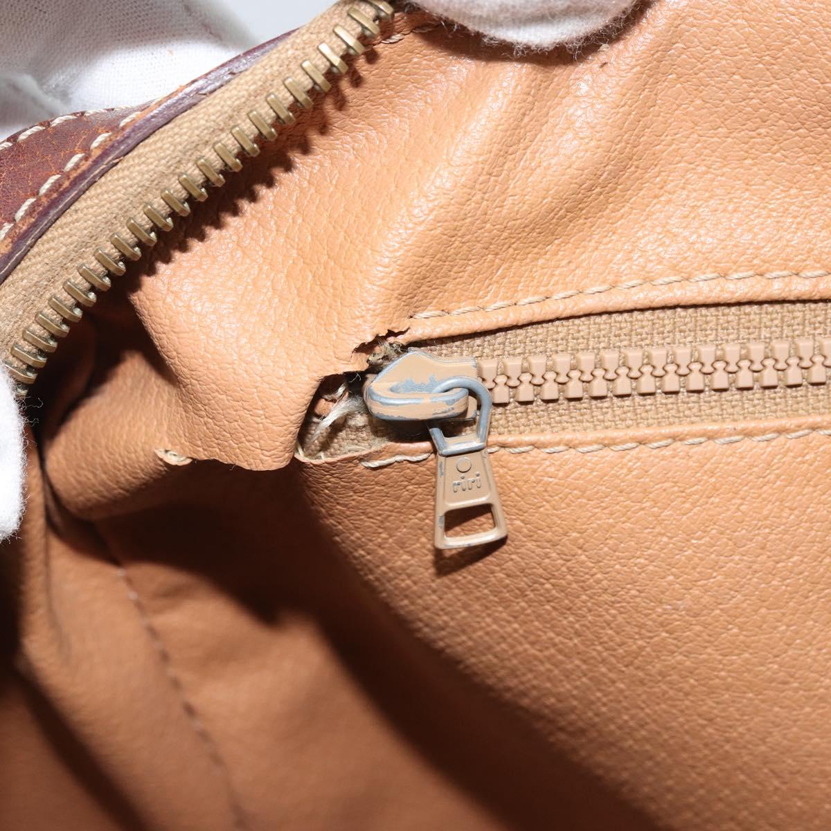 CELINE Macadam Canvas Hand Bag PVC Leather Brown Gold Auth 174520