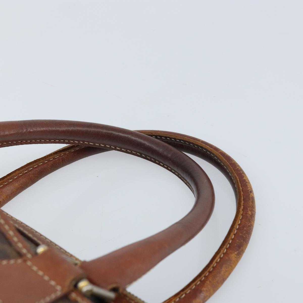 CELINE Macadam Canvas Hand Bag PVC Leather Brown Gold Auth 174520