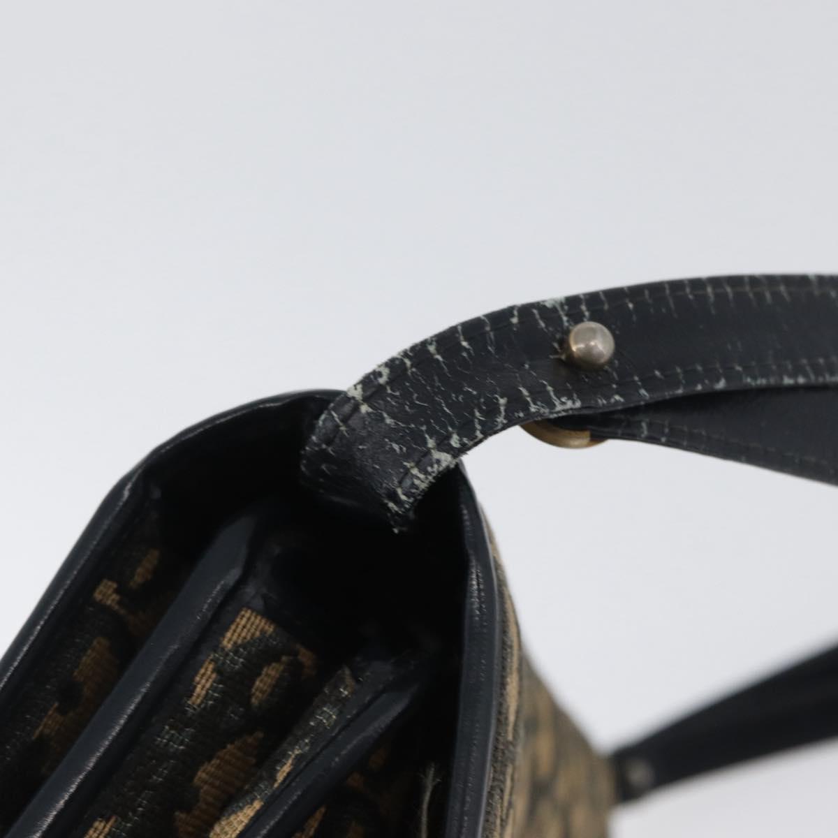 Christian Dior Trotter Canvas Shoulder Bag Navy Gold Auth 174528