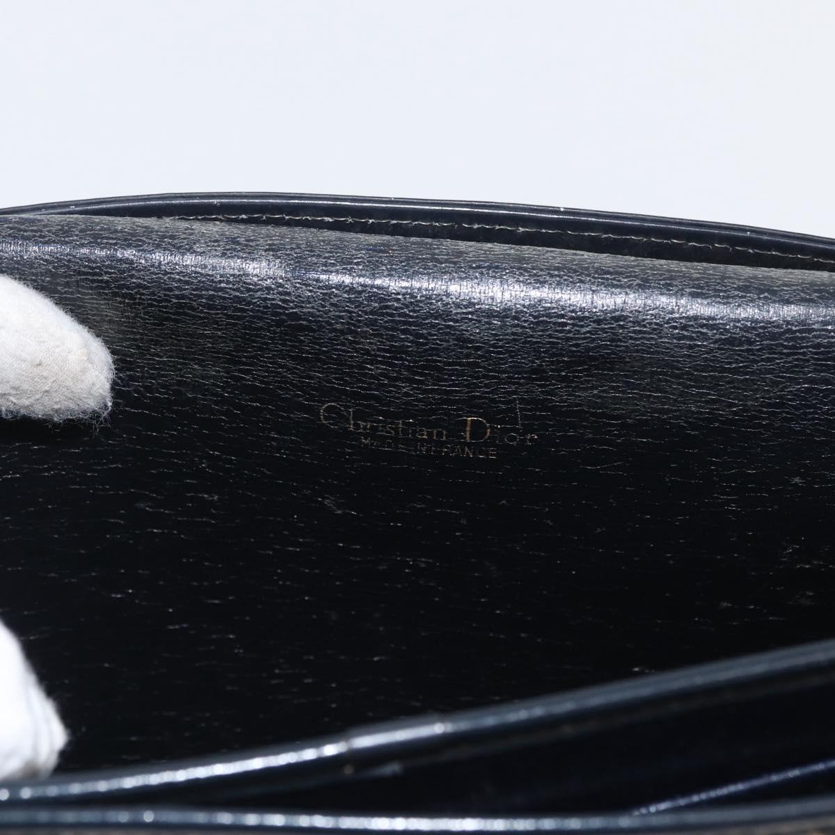 Christian Dior Trotter Canvas Shoulder Bag Navy Gold Auth 174528