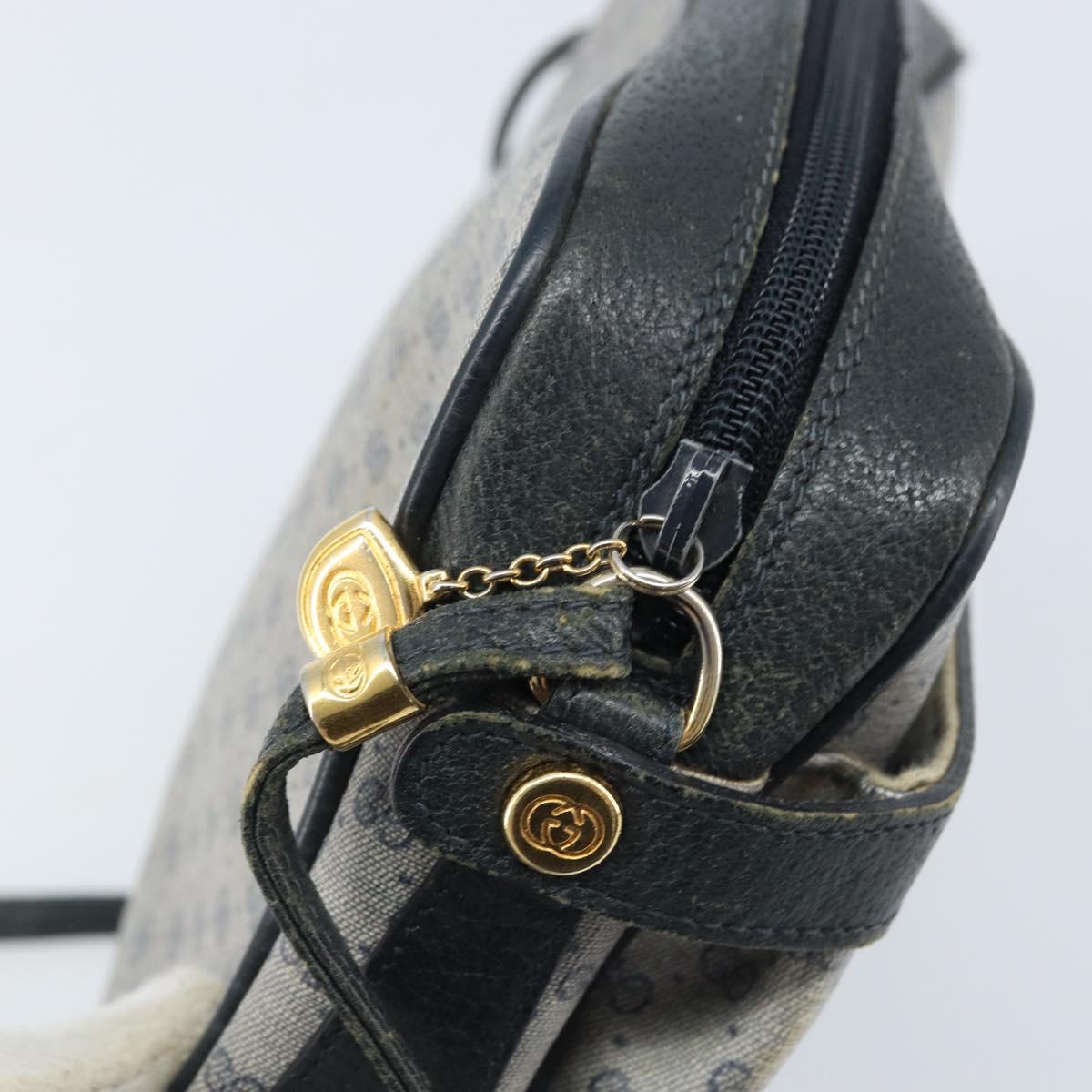 GUCCI Micro GG Supreme Shoulder Bag PVC Navy Gold 007 904 0423 Auth 174532