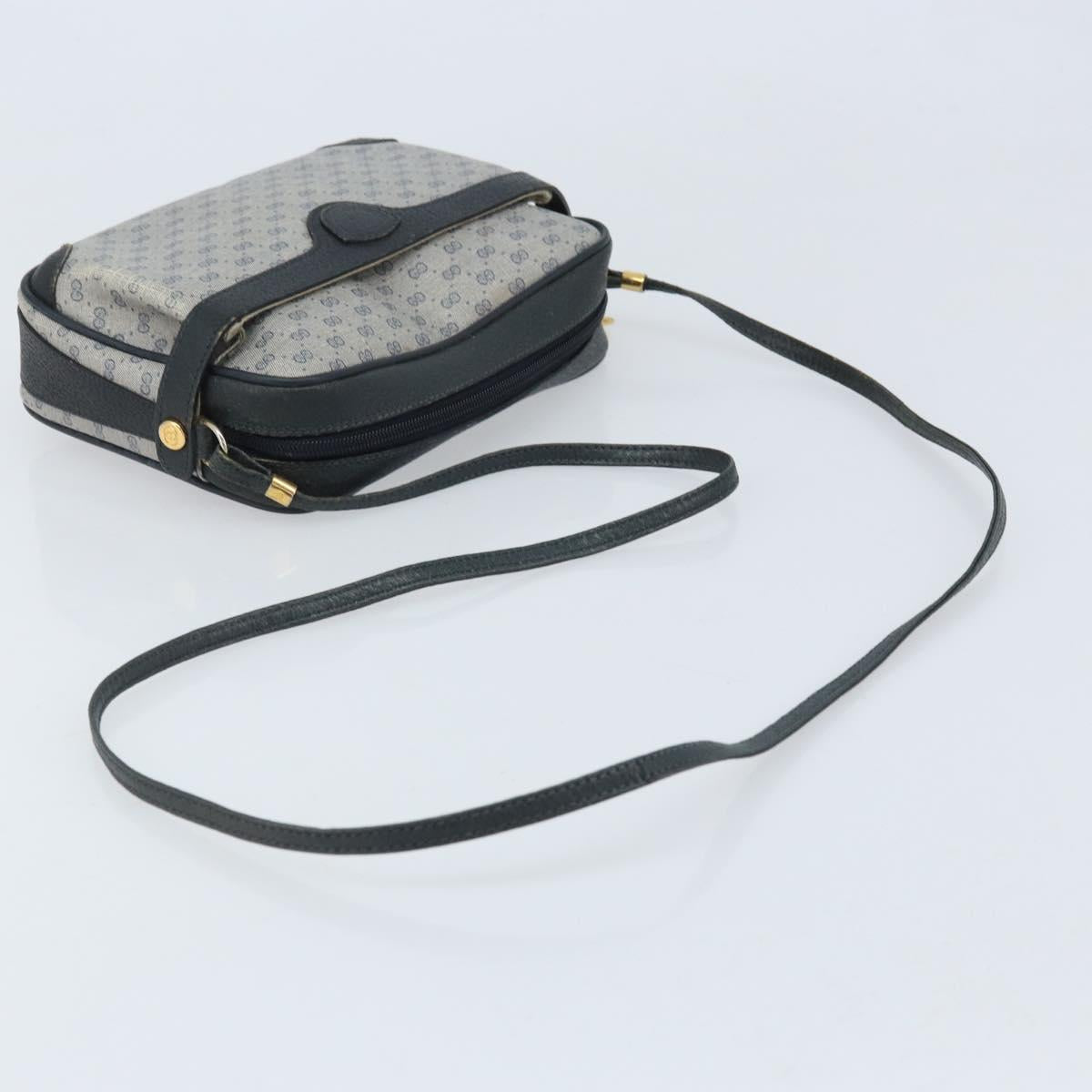 GUCCI Micro GG Supreme Shoulder Bag PVC Navy Gold 007 904 0423 Auth 174532