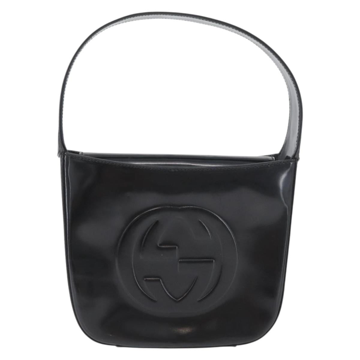 GUCCI Hand Bag Patent leather Black 007 0249 Auth 174533