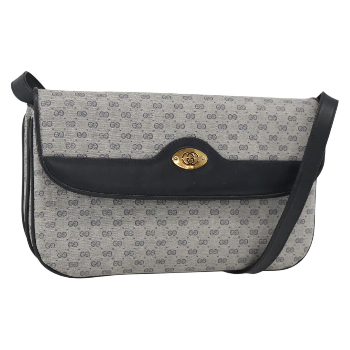 GUCCI Micro GG Supreme Shoulder Bag PVC Navy Gold 004 106 0024 Auth 174535