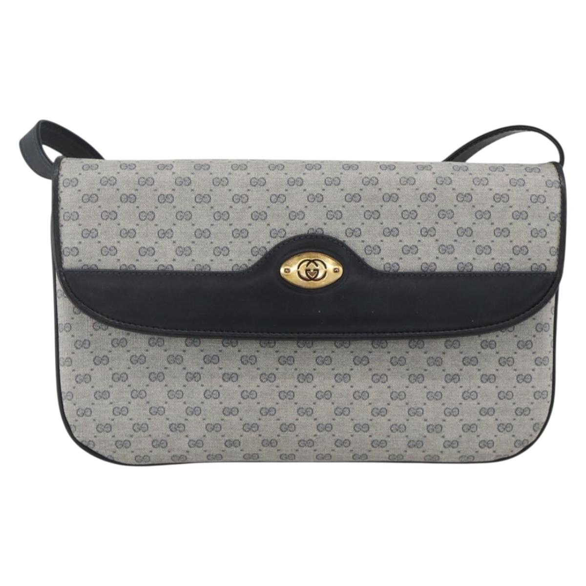 GUCCI Micro GG Supreme Shoulder Bag PVC Navy Gold 004 106 0024 Auth 174535