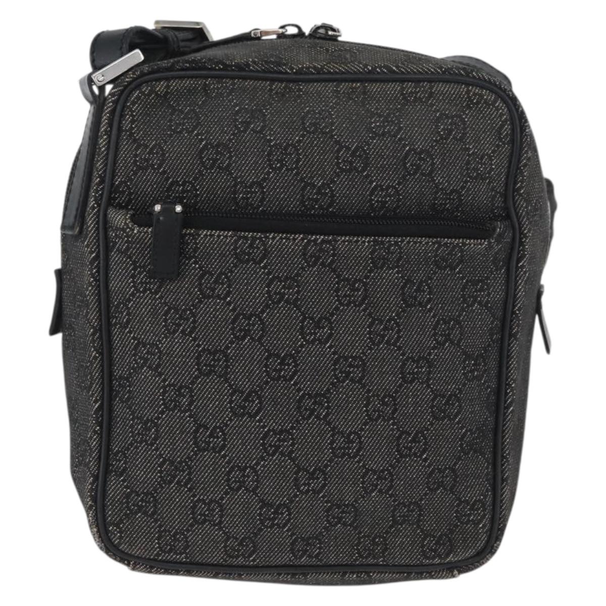 GUCCI GG Canvas Shoulder Bag Black Silver 03136 Auth 174538