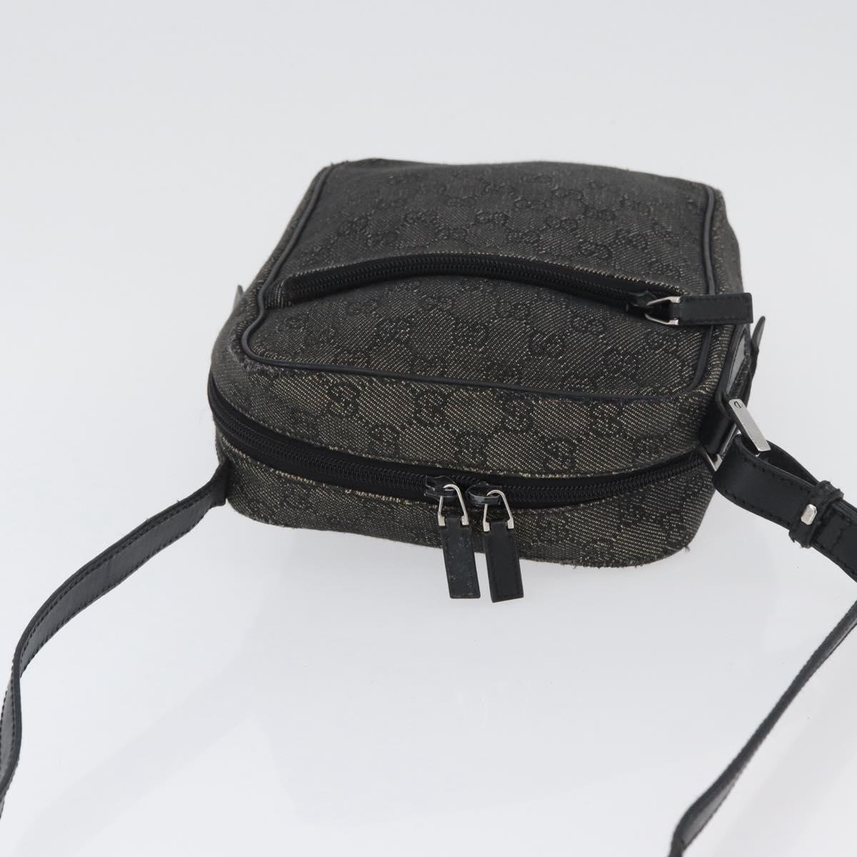 GUCCI GG Canvas Shoulder Bag Black Silver 03136 Auth 174538
