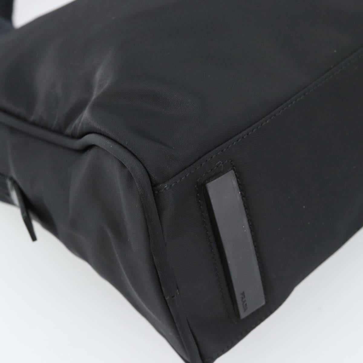 PRADA Hand Bag Nylon Black Silver Auth 174539