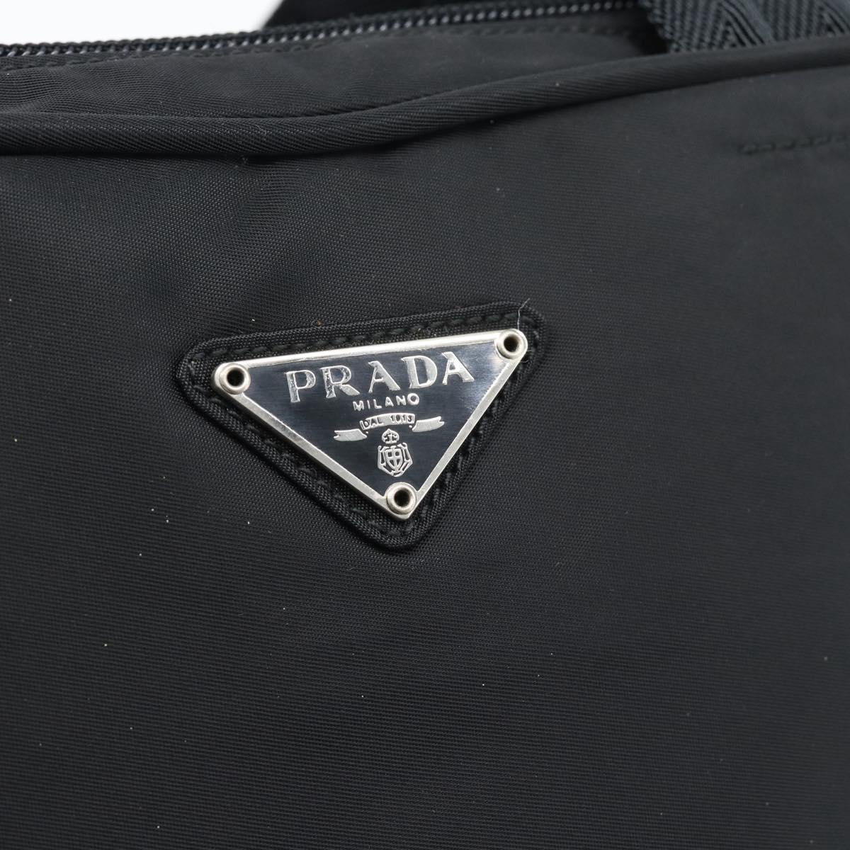 PRADA Hand Bag Nylon Black Silver Auth 174539