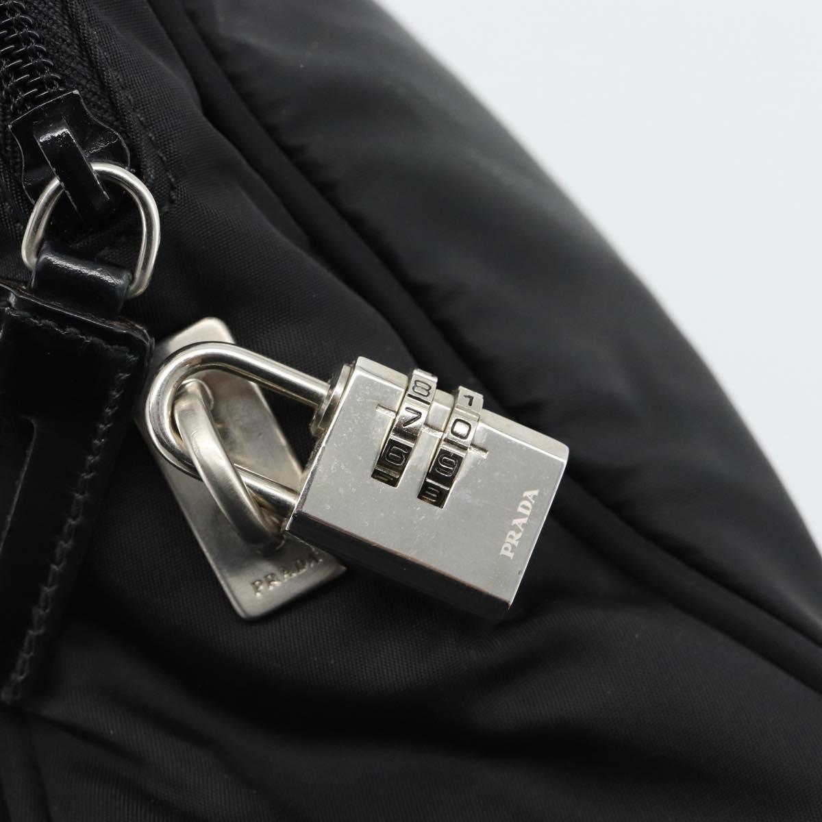 PRADA Hand Bag Nylon Black Silver Auth 174539