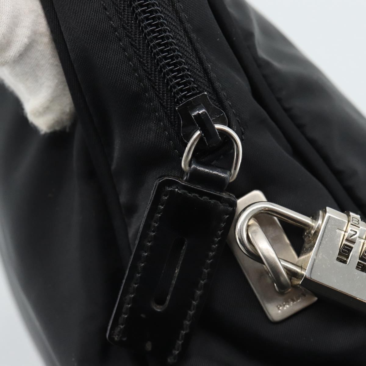 PRADA Hand Bag Nylon Black Silver Auth 174539