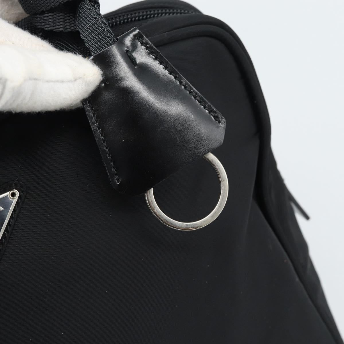 PRADA Hand Bag Nylon Black Silver Auth 174539