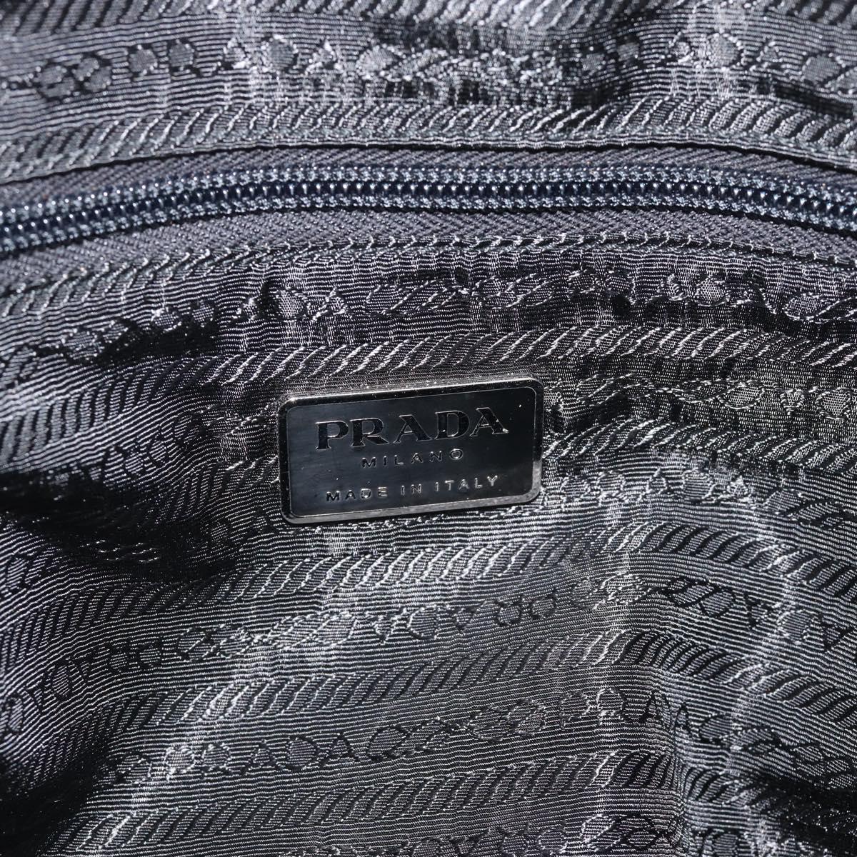 PRADA Hand Bag Nylon Black Silver Auth 174539
