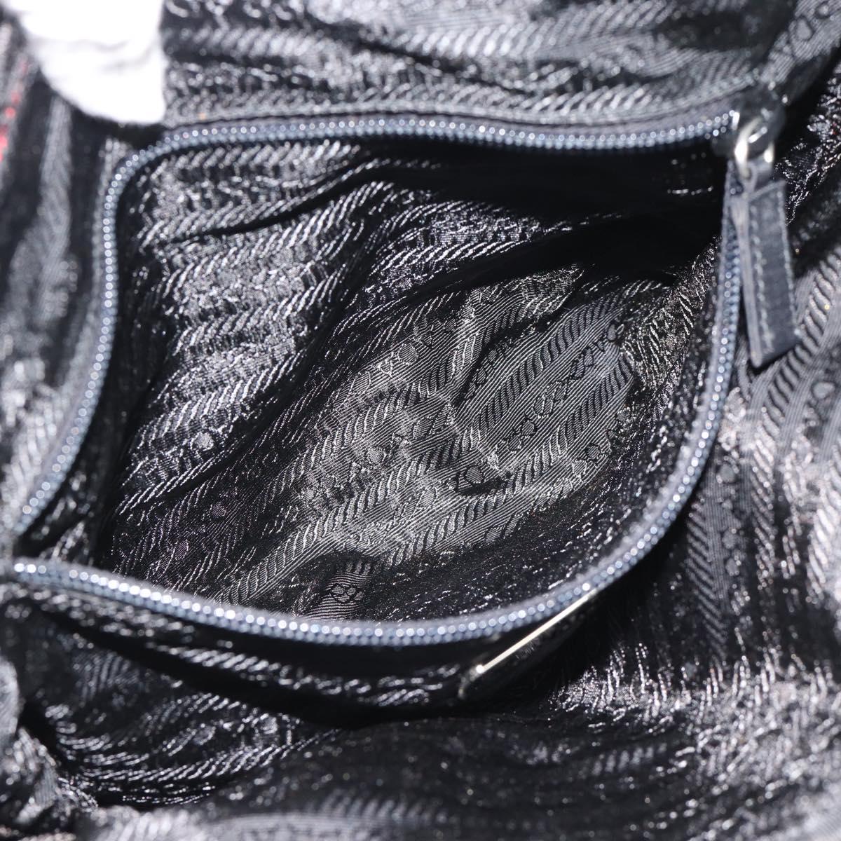 PRADA Hand Bag Nylon Black Silver Auth 174539