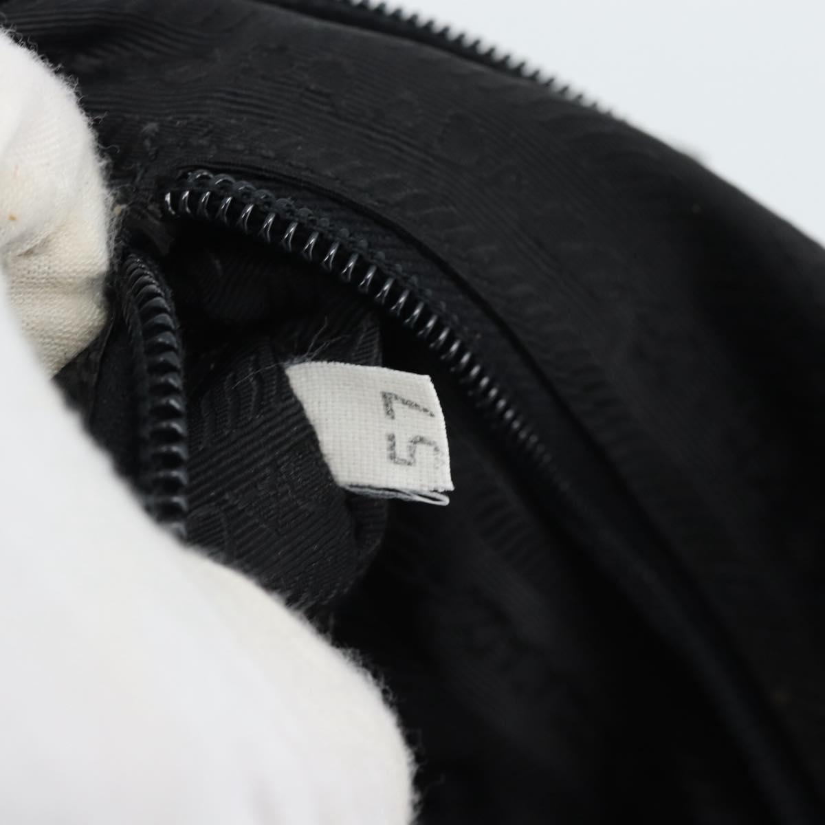 PRADA Hand Bag Nylon Black Silver Auth 174539