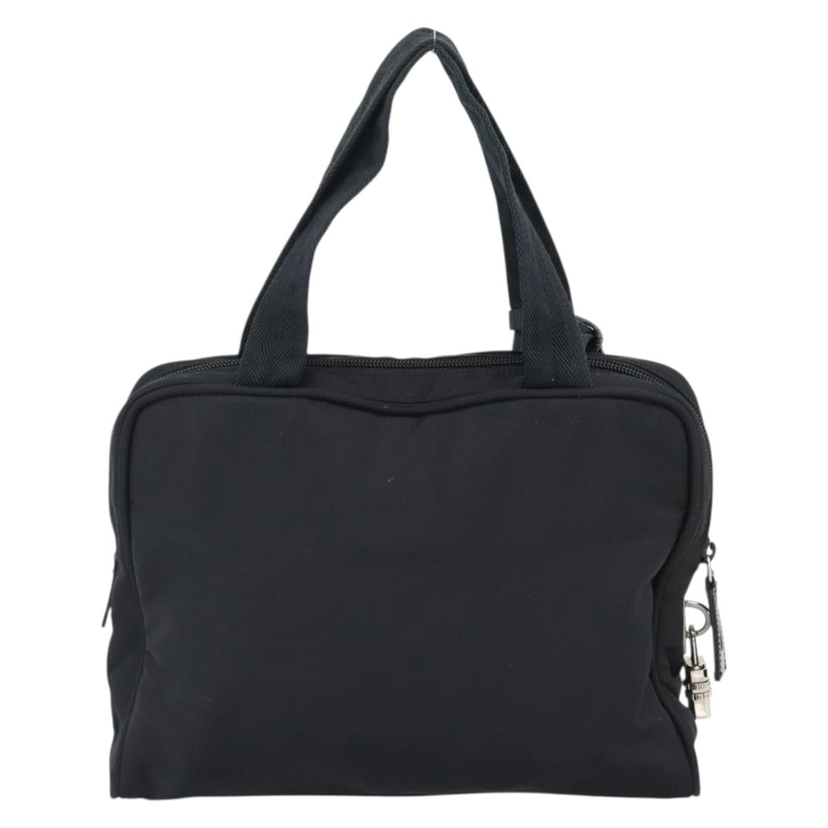 PRADA Hand Bag Nylon Black Silver Auth 174539