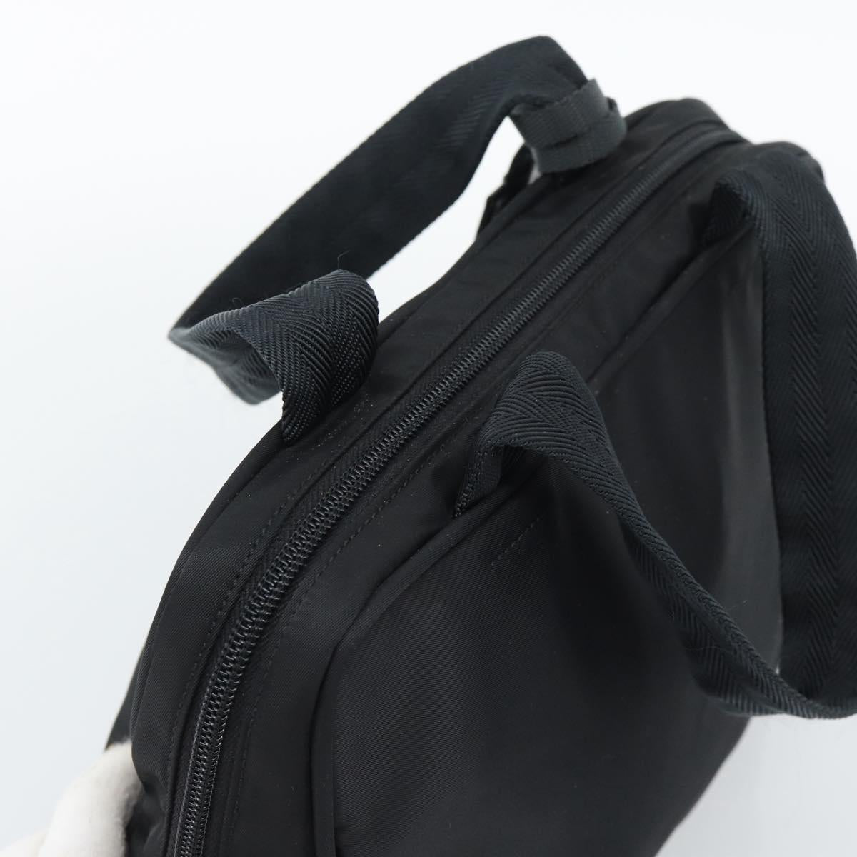 PRADA Hand Bag Nylon Black Silver Auth 174539