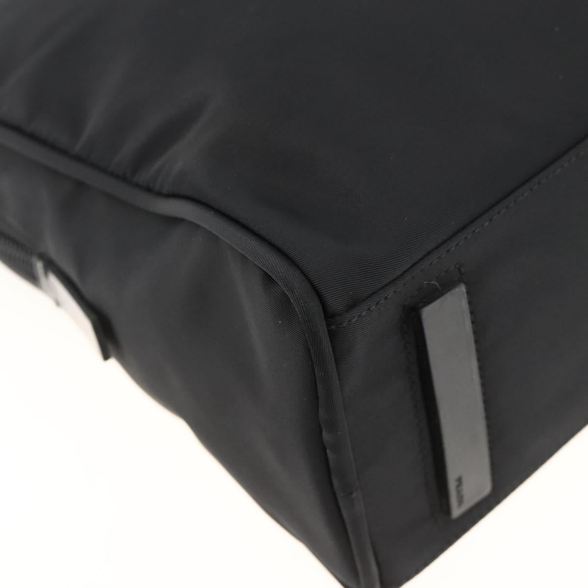 PRADA Hand Bag Nylon Black Silver Auth 174539A
