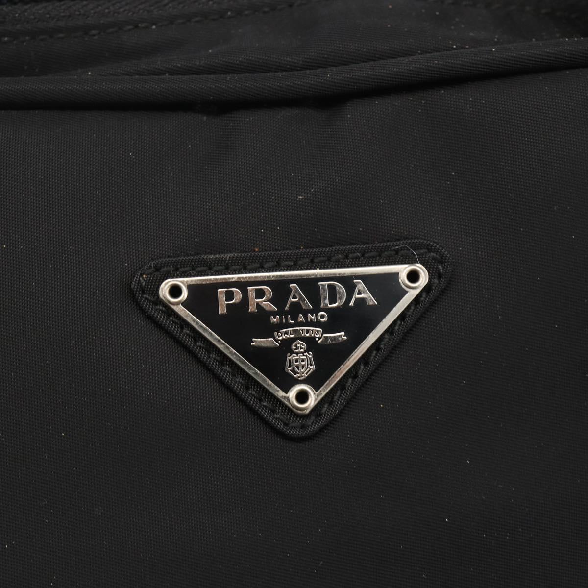 PRADA Hand Bag Nylon Black Silver Auth 174539A