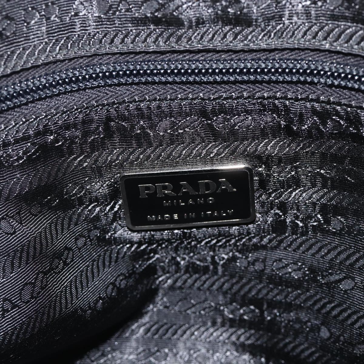 PRADA Hand Bag Nylon Black Silver Auth 174539A