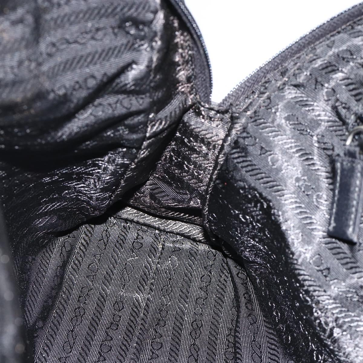 PRADA Hand Bag Nylon Black Silver Auth 174539A