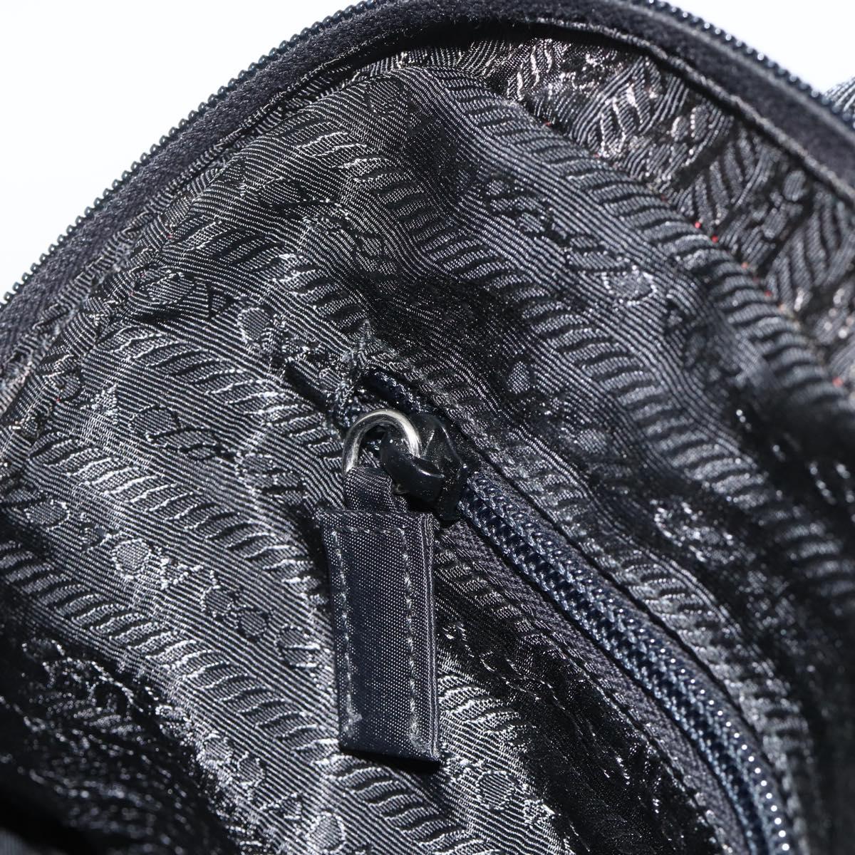 PRADA Hand Bag Nylon Black Silver Auth 174539A