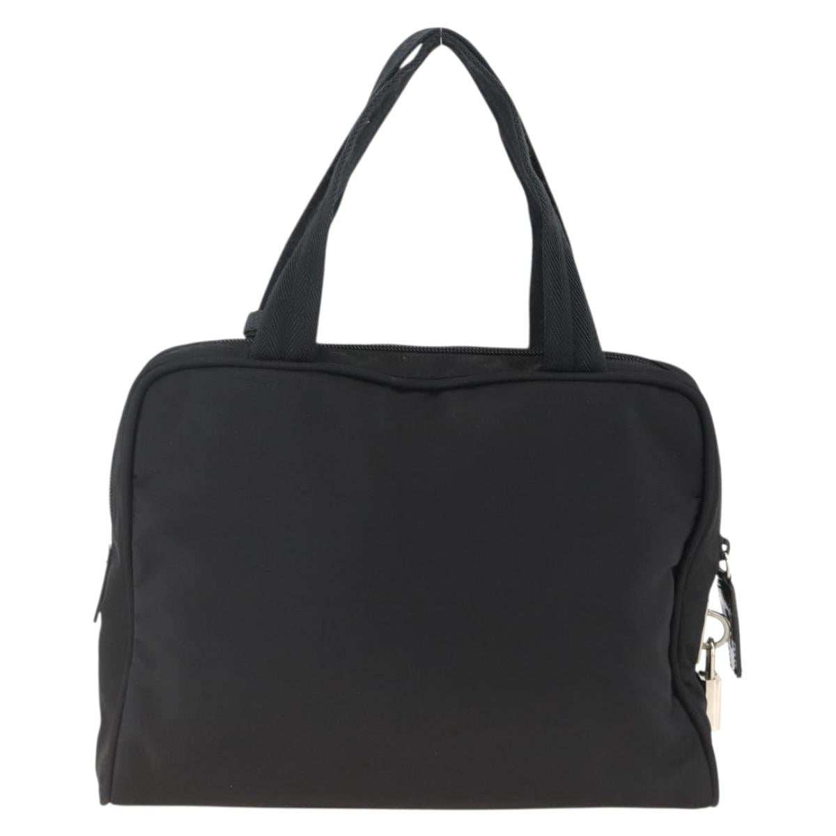 PRADA Hand Bag Nylon Black Silver Auth 174539A