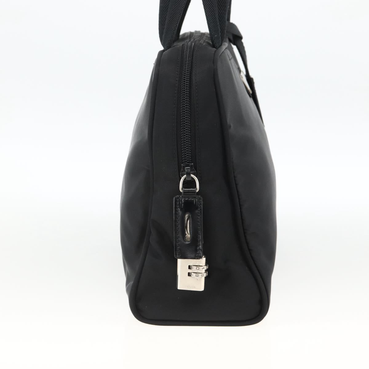 PRADA Hand Bag Nylon Black Silver Auth 174539A