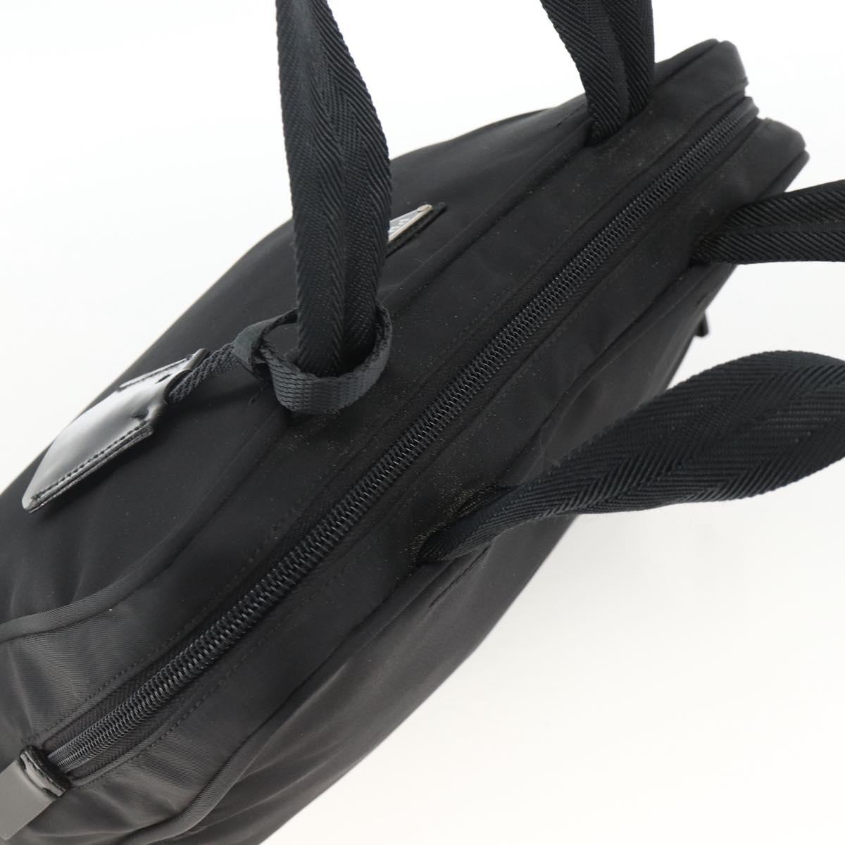 PRADA Hand Bag Nylon Black Silver Auth 174539A
