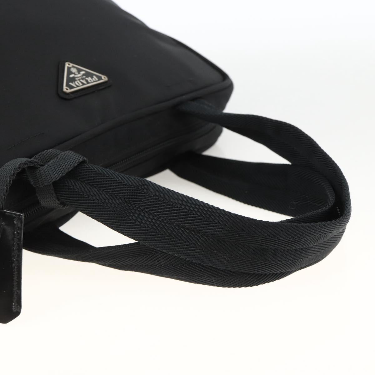 PRADA Hand Bag Nylon Black Silver Auth 174539A