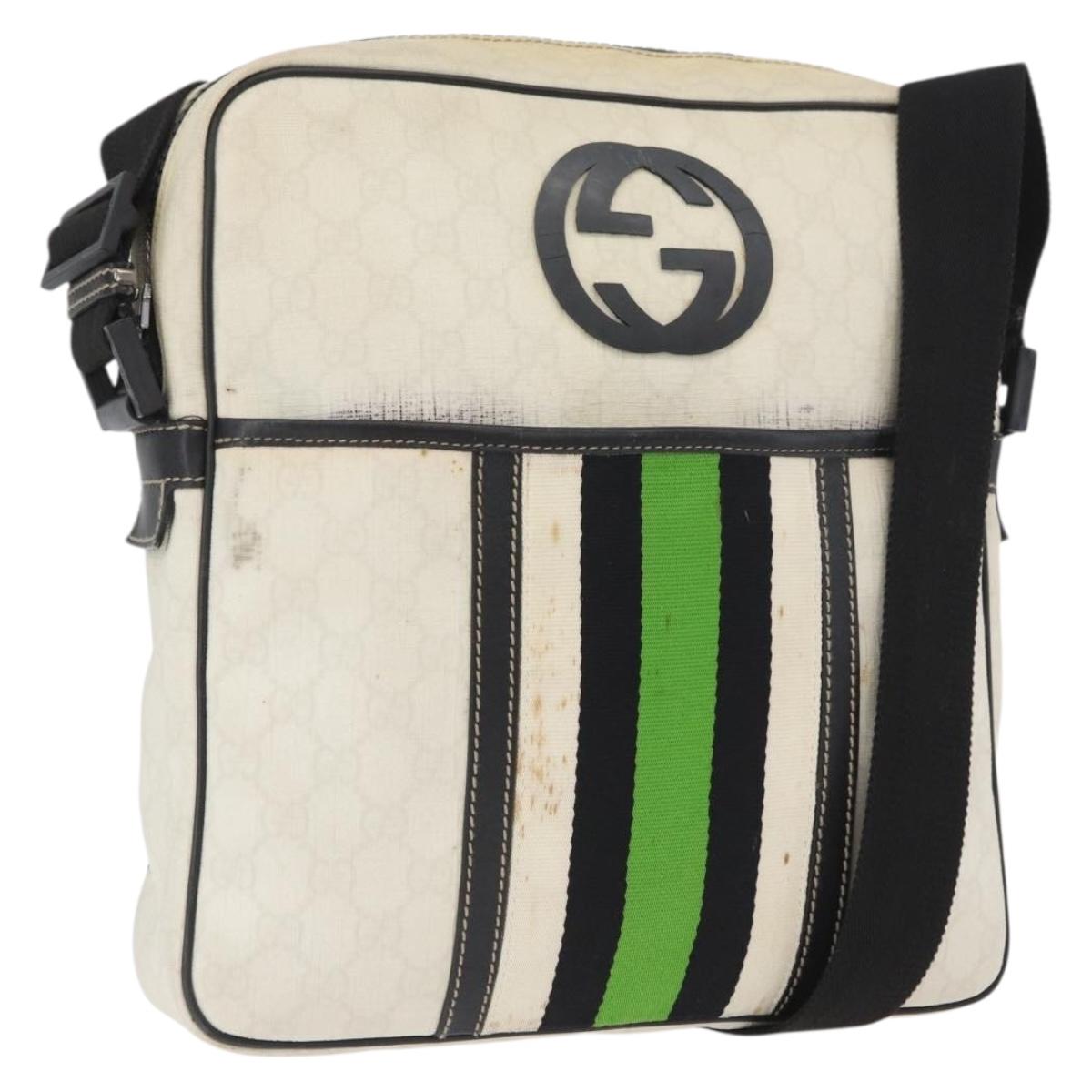 GUCCI GG Supreme Shoulder Bag PVC White 181061 506631 Auth 174543